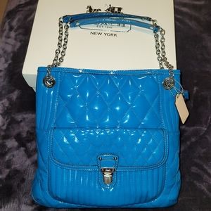 Coach F19830 Poppy Liquid Gloss Slim Tote - Teal